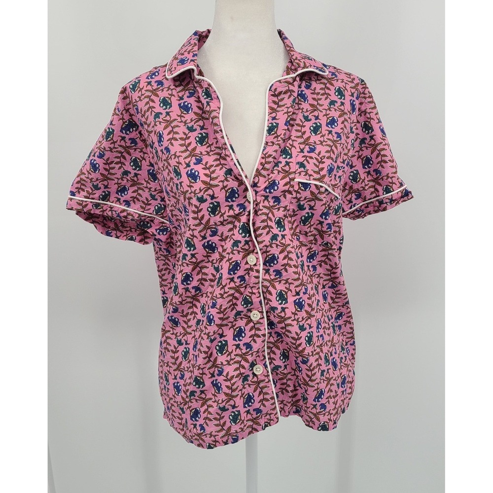 J.Crew Women Floral Pajama Top L Women Cottagecore Shabby Chic Sleepwear Preppy